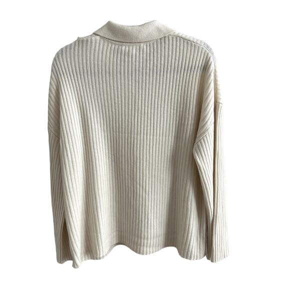 Reformation Fantino Cashmere Collared Cardigan Sweater Gossamer Cream - Picture 3 of 5